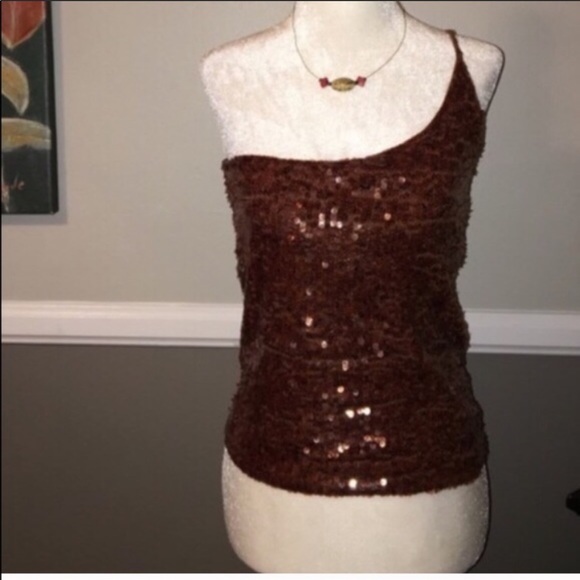 Express Sequin Tank Brown Size Medium - Picture 1 of 4